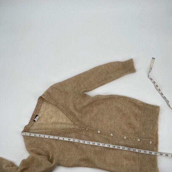 Vintage Y2K J. Crew Beige Mohair Wool Cardigan Sweater 3/4 Sleeve Womens Small - Picture 8 of 8
